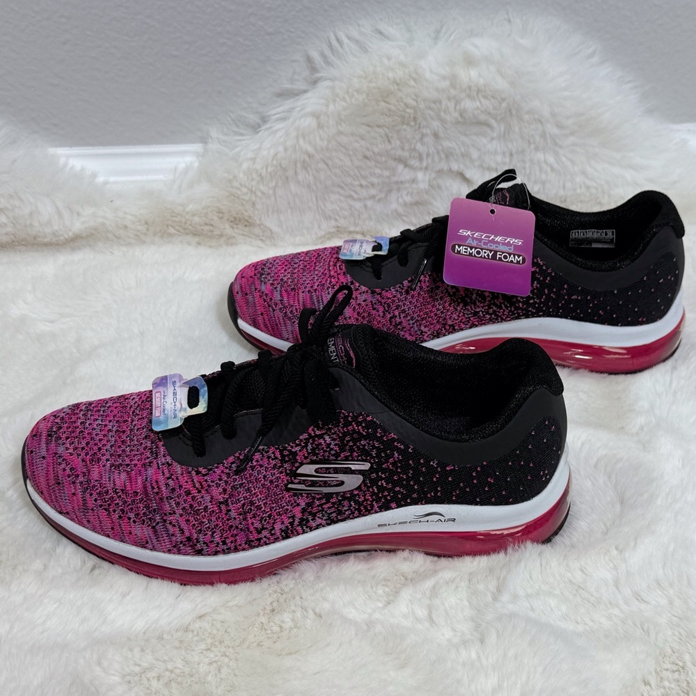 Skechers Skech-Air Air Cooled Memory Foam Shoes Black Pink Sneakers, Size 9.5 - Picture 2 of 10